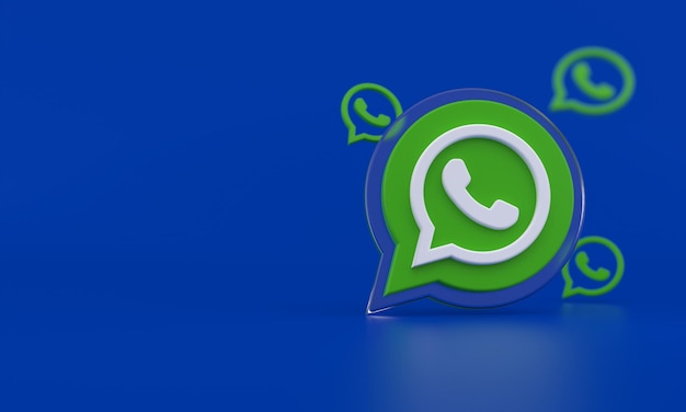 Foto Ícone 3d do whatsapp no fundo azul