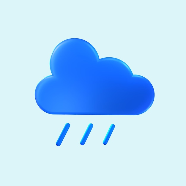 Ícone 3d nublado e chovendo para saber o tempo em um aplicativo ou na web