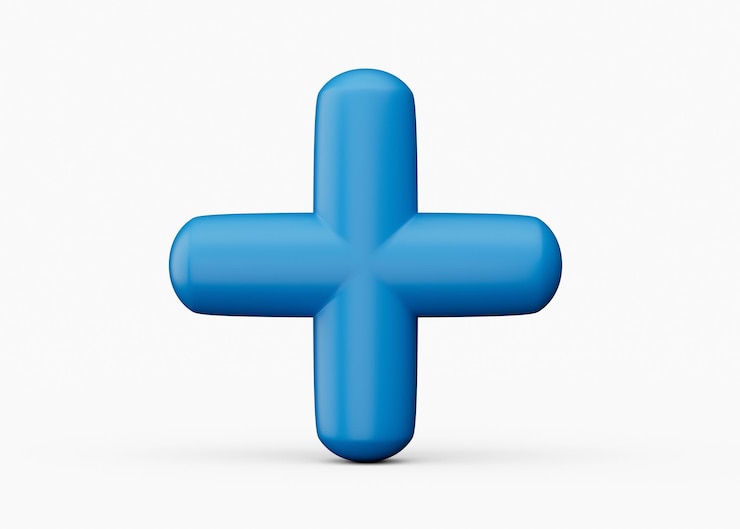 Foto ícone 3d plus cor azul isolado fundo branco ilustração 3d