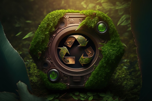 Ícone abstrato representando a chamada ecológica para o meio de uma bela selva intocada
