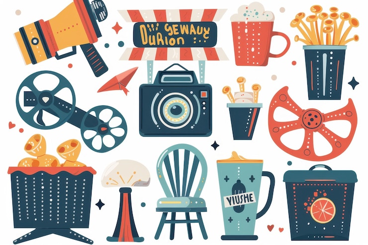 Foto ícone da indústria cinematográfica isolado para entretenimento em streaming