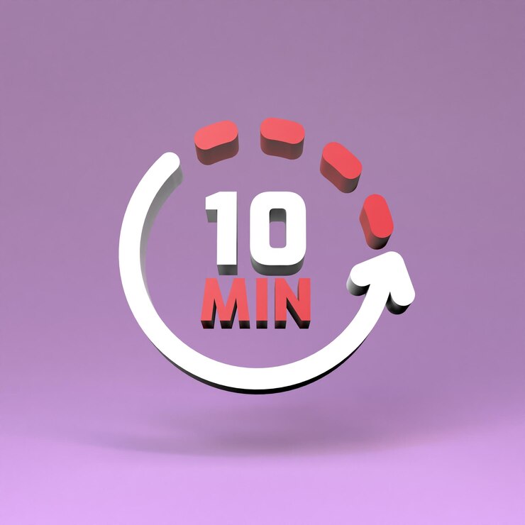 Foto ícone de 10 minutos em uma ilustração de renderização 3d de fundo rosa