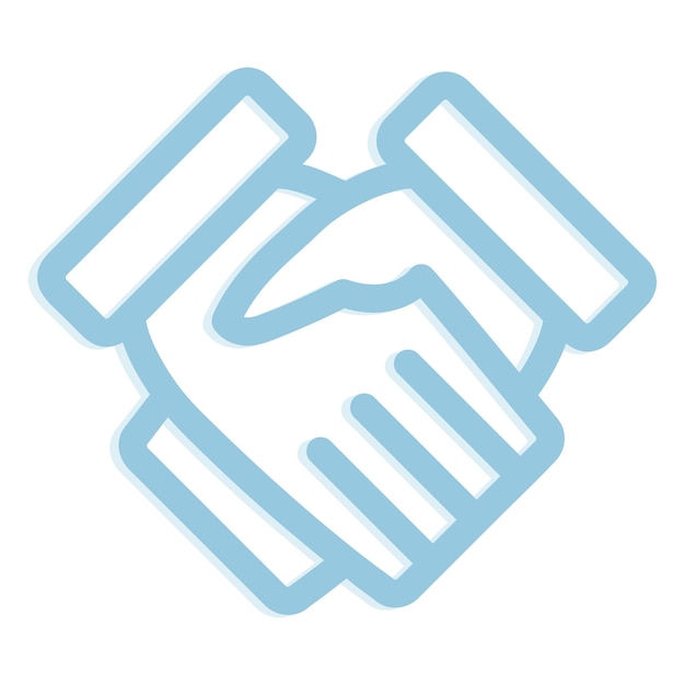 Ícone de aperto de mão de negócios adesivo png azul delineado gráfico fundo transparente