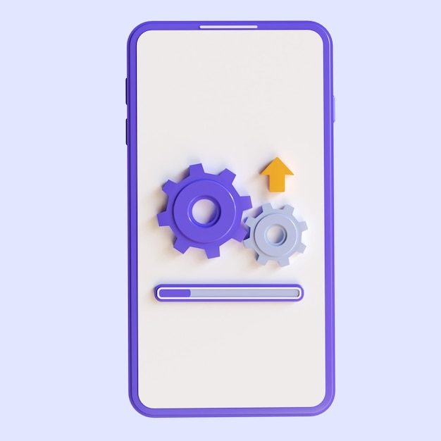 Foto Ícone de atualização com engrenagens. carregar ou atualizar arquivos, instalar novo software, sistema operacional, renderização 3d