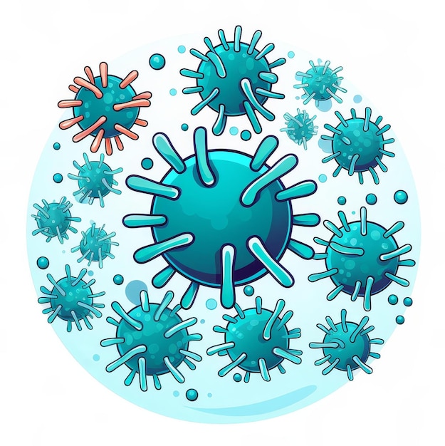 Foto Ícone de bactérias minimalistas em fundo branco para fácil uso