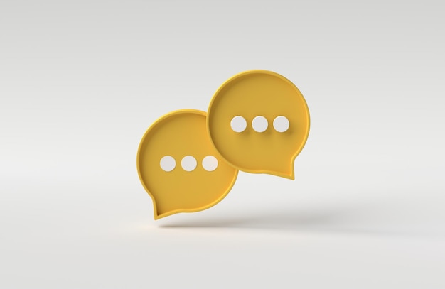 Ícone de bate-papo de bolha de fala em conversa de bolha de fundo branco ou símbolo de sinal de comentário caixa de mensagem mínima cartoon renderização em 3d ilustração em 3d