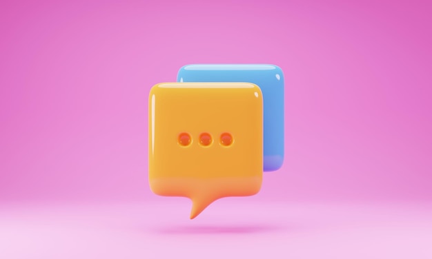 ícone de bate-papo de bolha de renderização 3D isolado na ilustração 3d de fundo rosa
