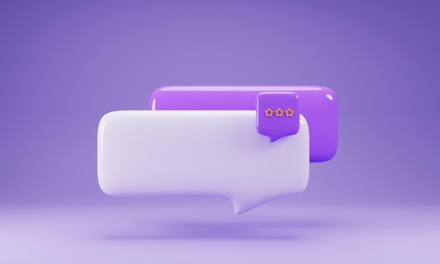 Foto Ícone de bolhas de fala de mídia social isolado na ilustração de renderização 3d de fundo roxo