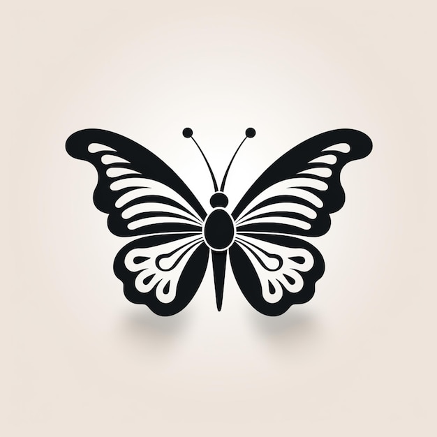 Foto Ícone de borboleta com sombra no fundo branco ai generativo