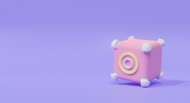 Foto Ícone de câmera 3d bonito ou videogame em fundo roxo renderização em 3d minimalismo dos desenhos animados