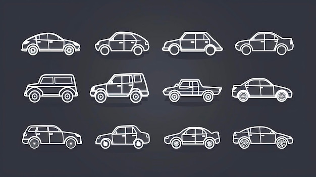 Ícone de carro definido em estilo linear Símbolo de transporte Ilustração vetorial ar 169 estilo bruto ID de trabalho faa01dd58f