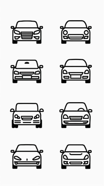 Ícone de carro definido em estilo linear Símbolo de transporte Ilustração vetorial ar 916 estilo bruto ID de trabalho 2577416b8a