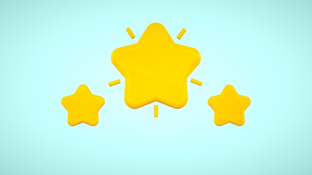 Ícone de cinco estrelas amarelo aguçado estrela 3D amarela
