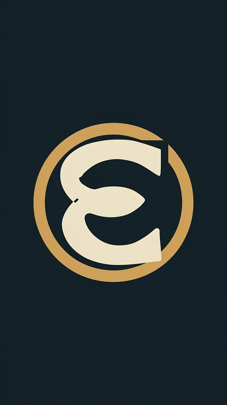 Foto ícone de círculo retro logotipo de letra e sinal de design plano