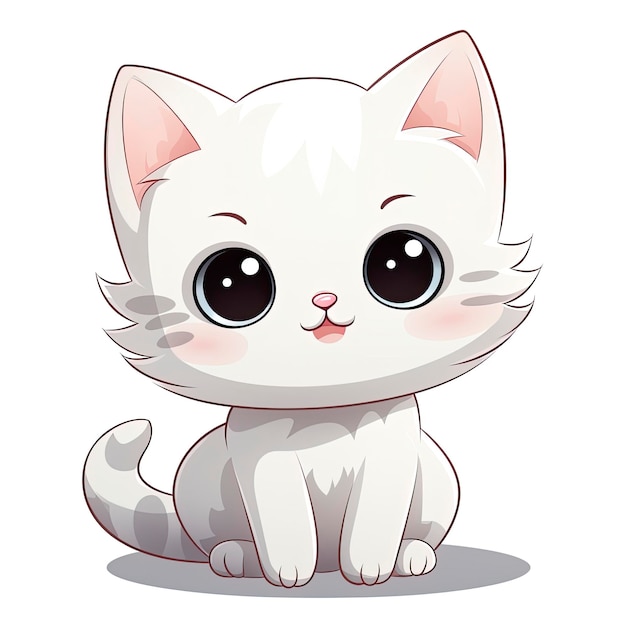 Foto Ícone de clipart de gato kawaii fofo fundo branco