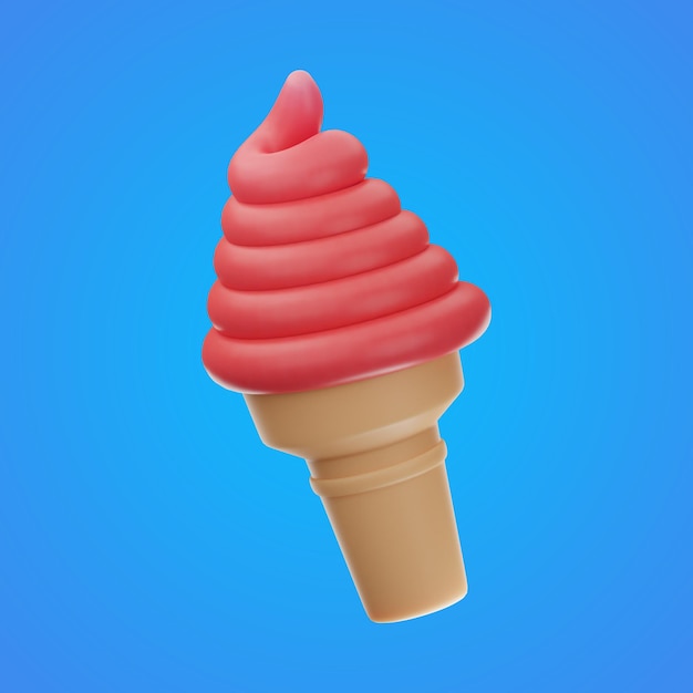 ícone de comida e bebida de sorvete legal renderização em 3d em fundo isolado