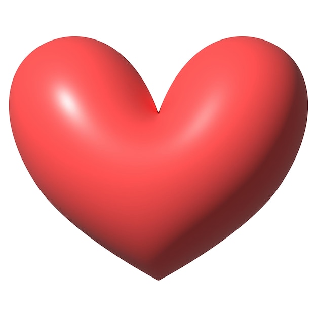 Foto Ícone de coração vermelho 3d no fundo branco