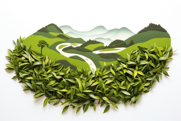 Foto Ícone de cultura e design asiático representando o layout de brotos de chá taiwanês frescos secos parecidos