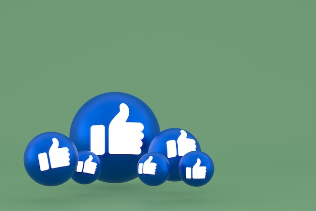 Ícone de curtir reações do facebook emoji 3d render, símbolo de balão de mídia social em verde