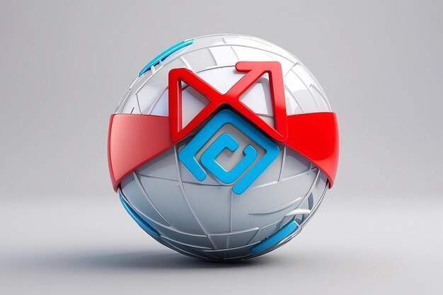 Foto Ícone de e-mail na ilustração 3d da bola