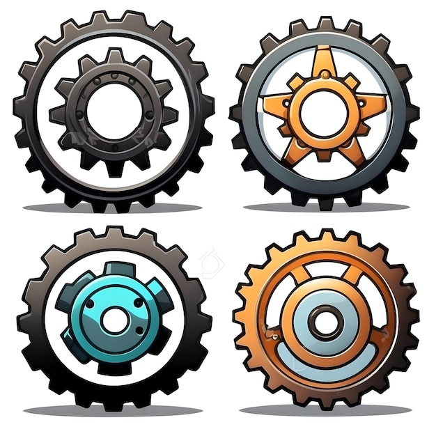 Foto Ícone de engrenagem mecânica engrenagem de máquinas industriais mecanismo de engrenagens técnicas engrenagem