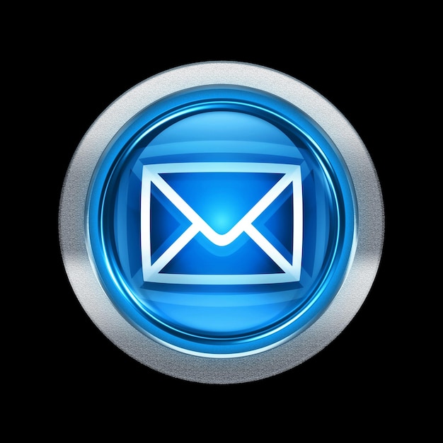 ícone de envelope postal azul com borda metálica