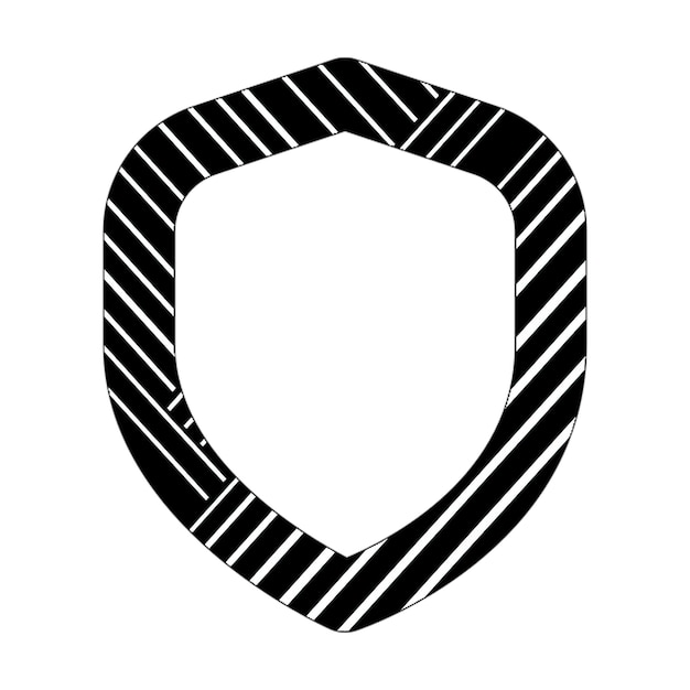 ícone de escudo linhas diagonais pretas e brancas