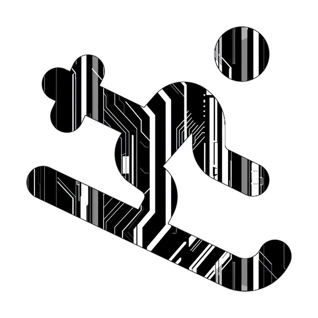 ícone de esqui texturas de tecnologia preta e branca