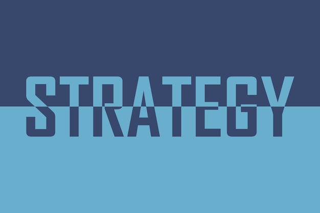Ícone de estratégia Logo Banner de tipografia colorida com uma única palavra Legenda de texto arte letras criativas fonte azul escuro Conceito de rubrica Design minimalista
