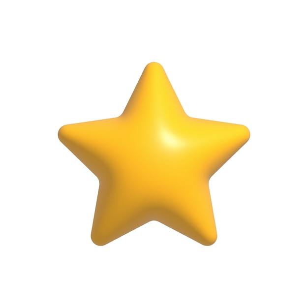 Ícone de estrela 3D isolado no fundo Conceito de feedback de avaliação do cliente renderização em 3d