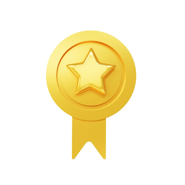 ícone de estrela de moeda 3D. Medalha de vencedor de ouro. Qualidade premium, símbolo de garantia