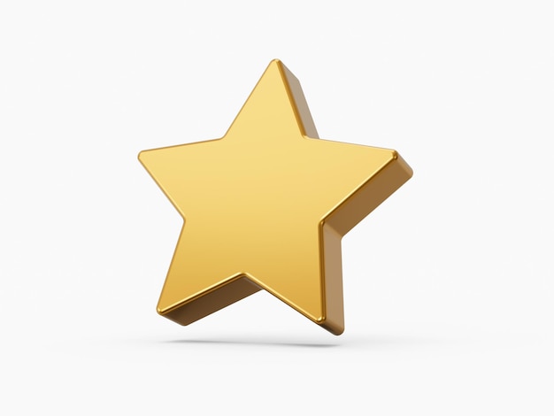 Ícone de estrela dourada isolado na ilustração 3d de fundo branco