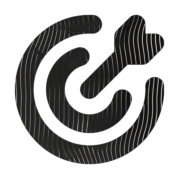 ícone de flecha de alvo preto linhas brancas textura