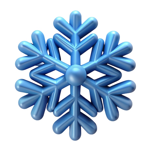 Ícone de floco de neve azul renderizado em 3D