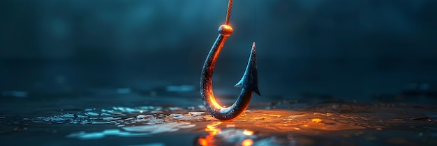 Foto Ícone de gancho de phishing conceito de captura de dados ilustração 3d plana do gancho de phishing capturando dados emph