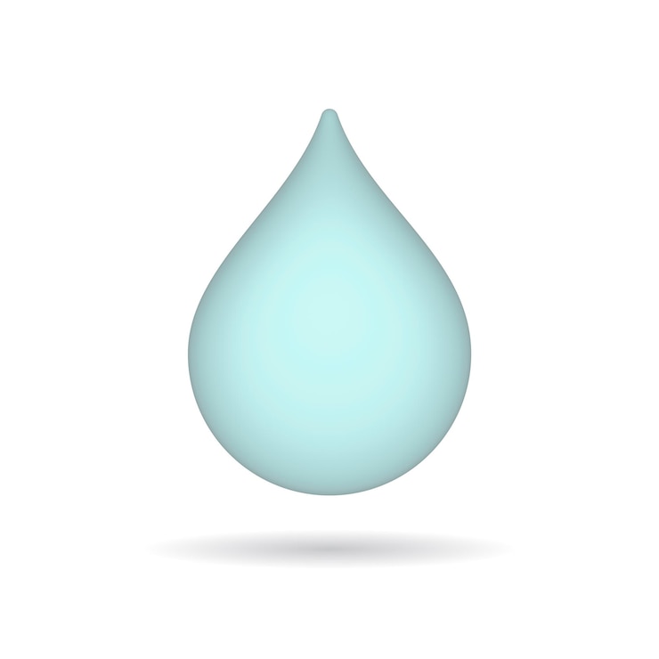Foto ícone de gota de água de renderização 3d ilustração com sombra isolada no branco