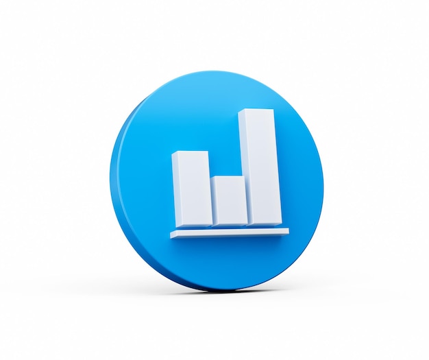 Foto Ícone de gráfico azul 3d com diagrama de ações de troca de comércio de negócios de finanças de mercado