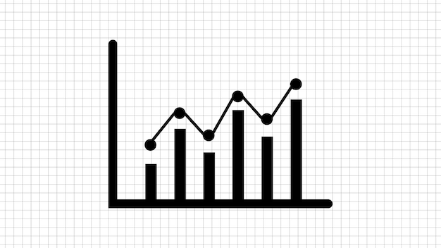 Ícone de gráfico de linha em fundo branco
