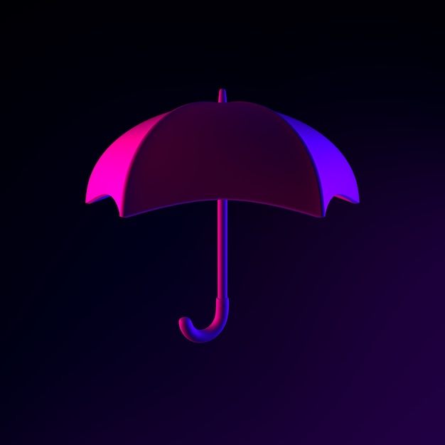 Ícone de guarda-chuva de néon. elemento de interface ui ux de renderização 3d. símbolo escuro e brilhante.