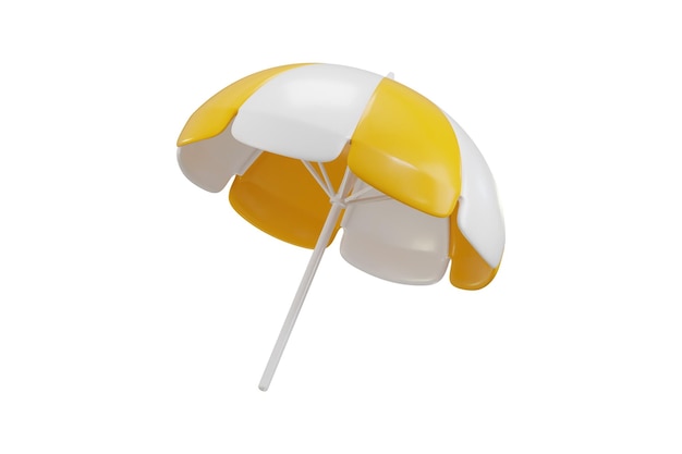 Ícone de guarda-chuva de praia 3d render conceito de férias férias de verão viagens de praia pára-sol viagens ícone