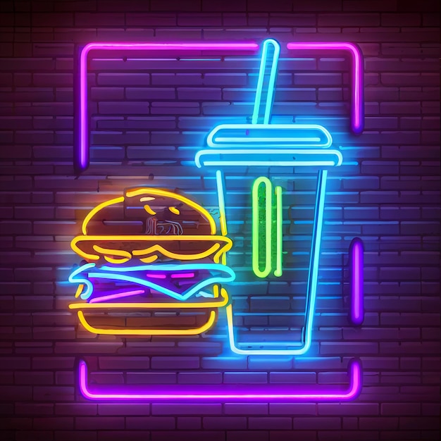 Foto Ícone de hambúrguer de néon
