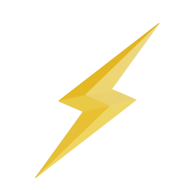 Ícone de iluminação Thunderbolt amarelo em renderização 3D em estilo argila