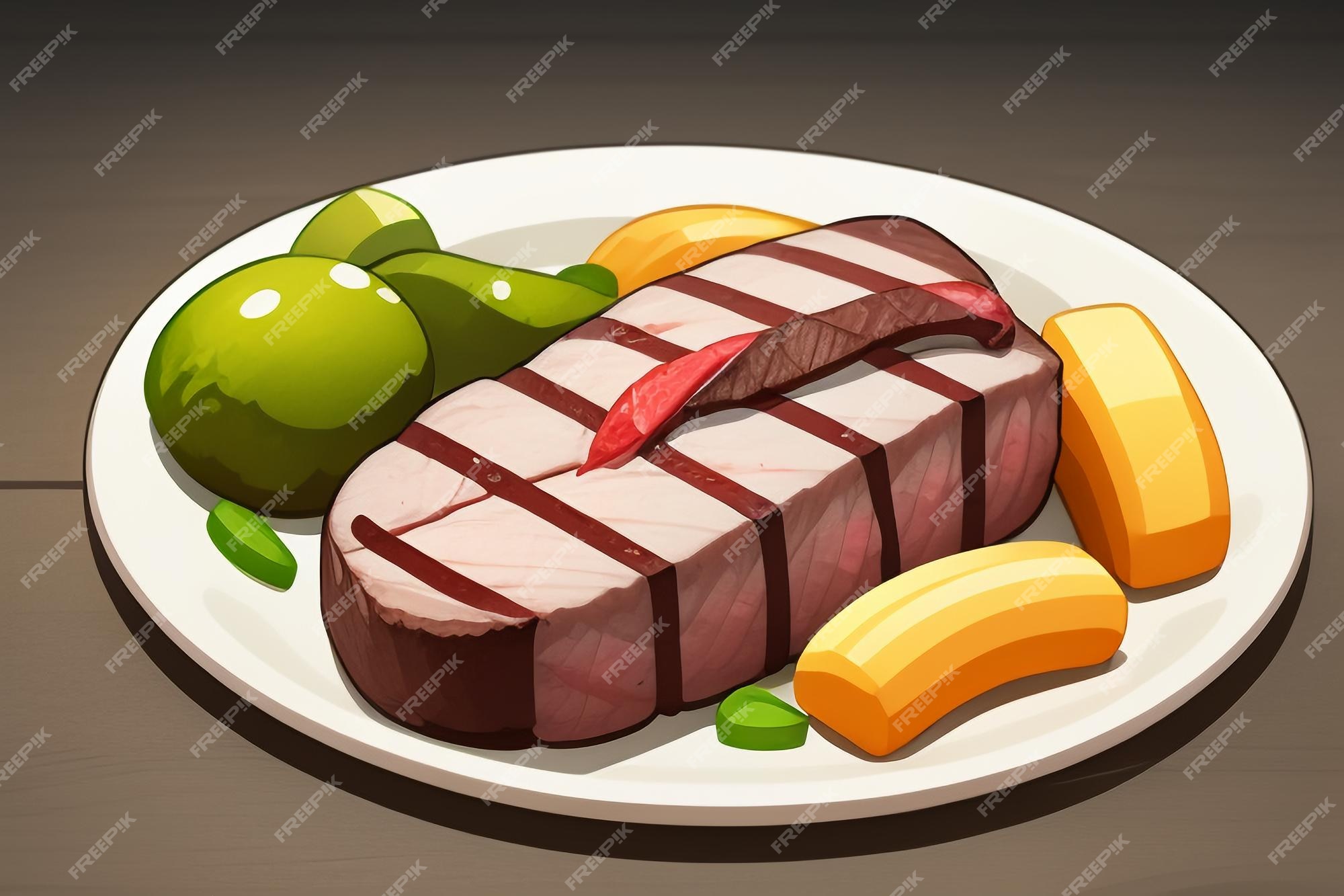 Carne ocidental comida ui ícone jogo prop design gourmet bife estilo 3d c4d  elemento de renderização de desenho animado