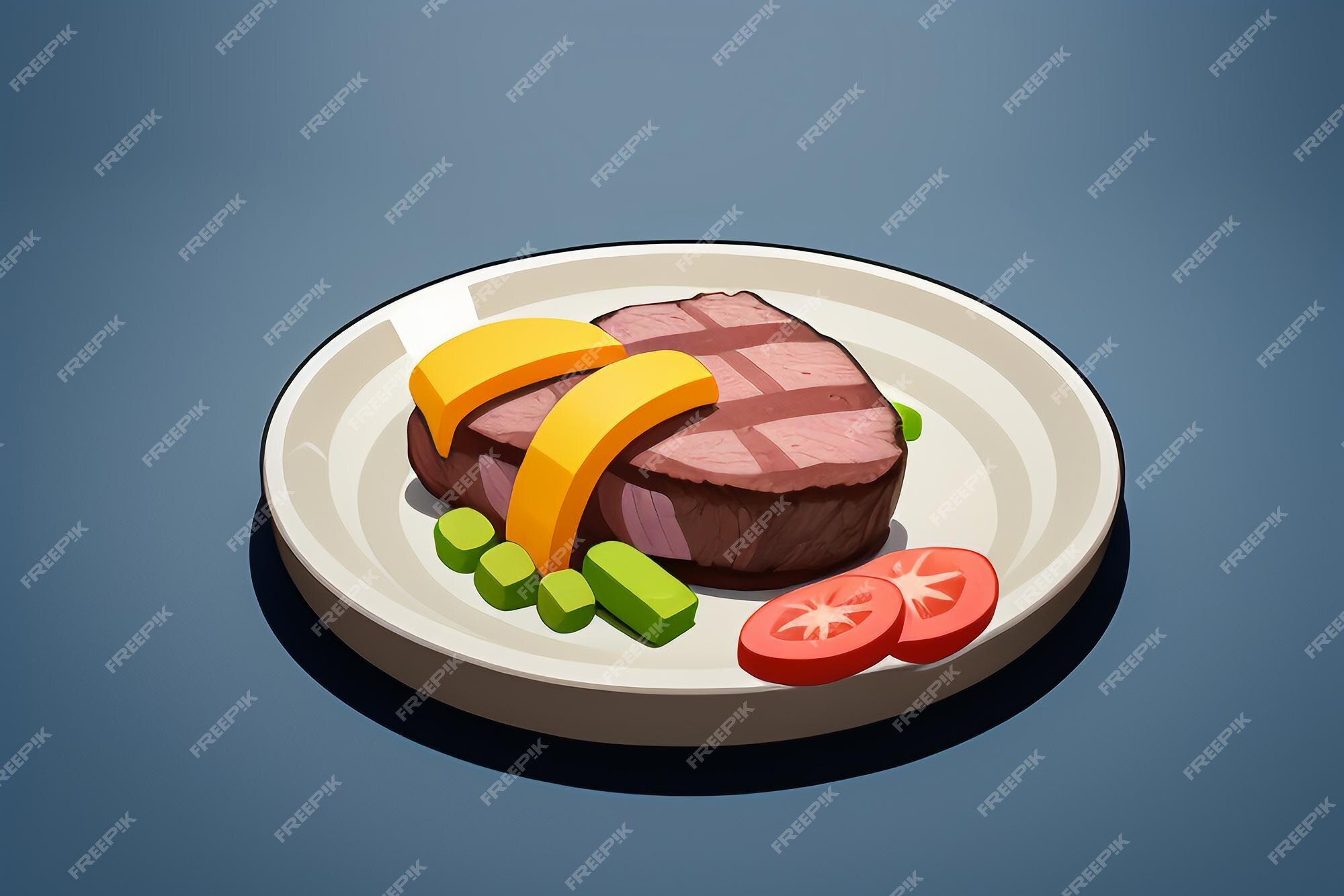 Carne ocidental comida ui ícone jogo prop design gourmet bife estilo 3d c4d  elemento de renderização de desenho animado