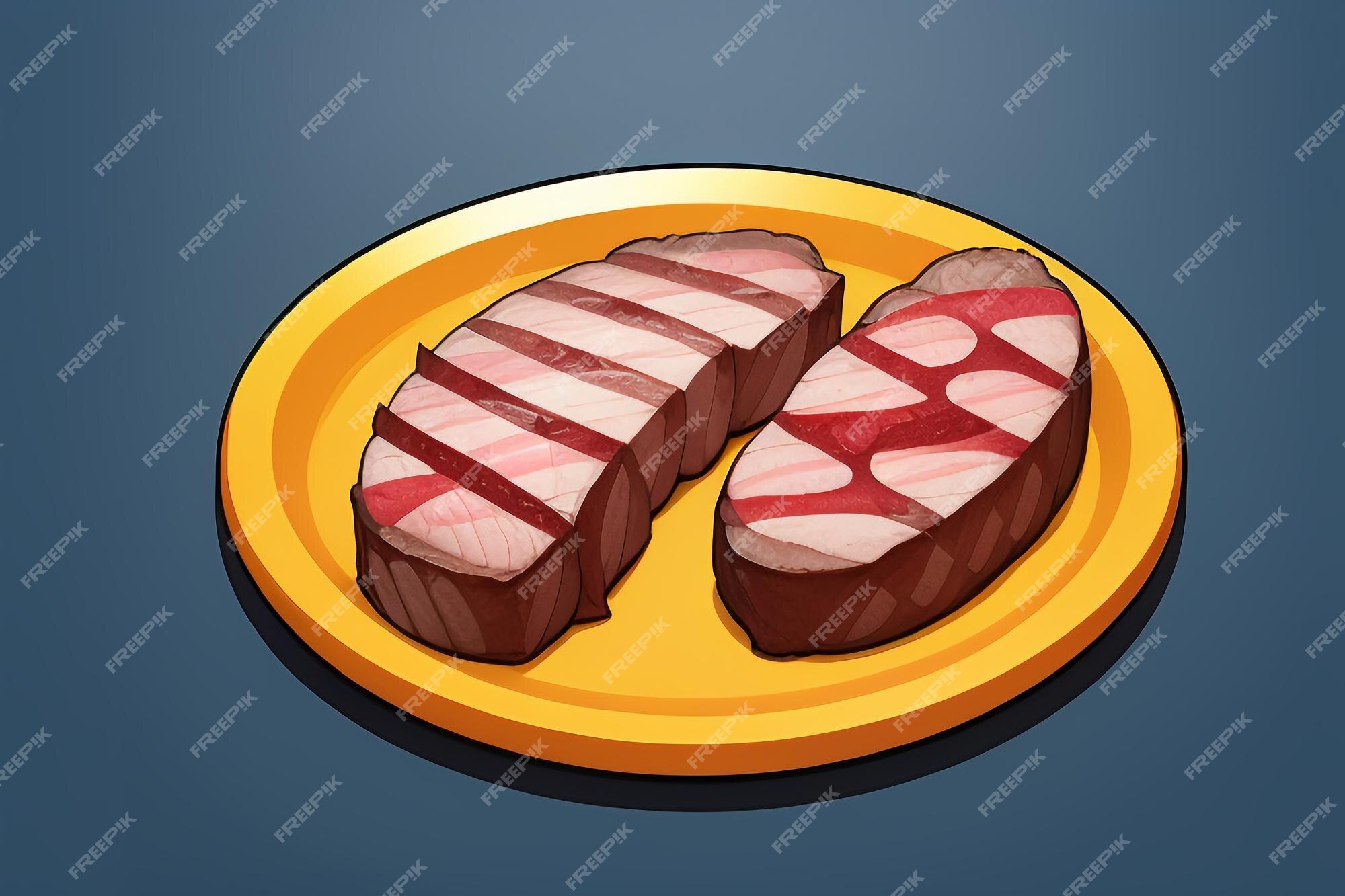 Carne ocidental comida ui ícone jogo prop design gourmet bife estilo 3d c4d  elemento de renderização de desenho animado