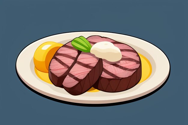 Foto Ícone de interface do usuário de comida ocidental de carne, design de suporte, estilo de bife gourmet, elemento de renderização de desenho animado 3d c4d