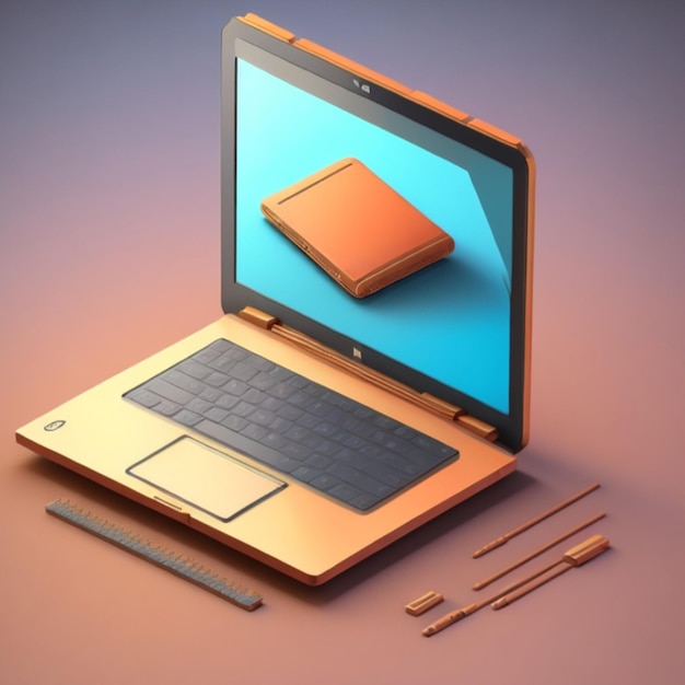 Foto Ícone de laptop 3d renderização em 3d