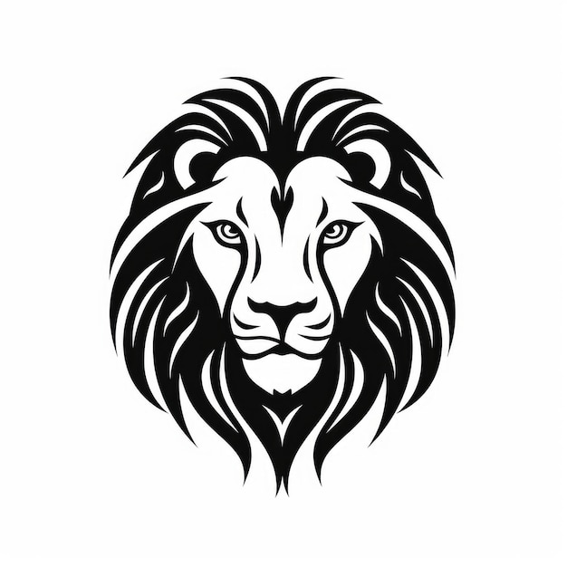 Ícone de leão preto e branco sobre fundo branco