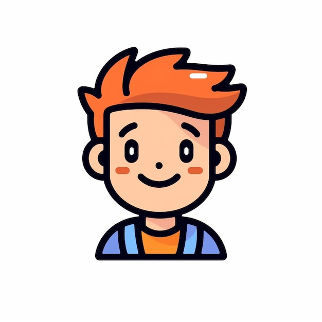 Ícone de linha moderna personagem fofa sorrindo linhas ousadas cor sólida pixel perfeito isolar minimalista