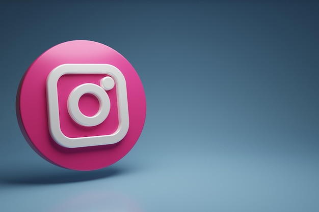 ícone de logotipo de mídia social de renderização 3D INSTAGRAMxAon fundo gradiente azul